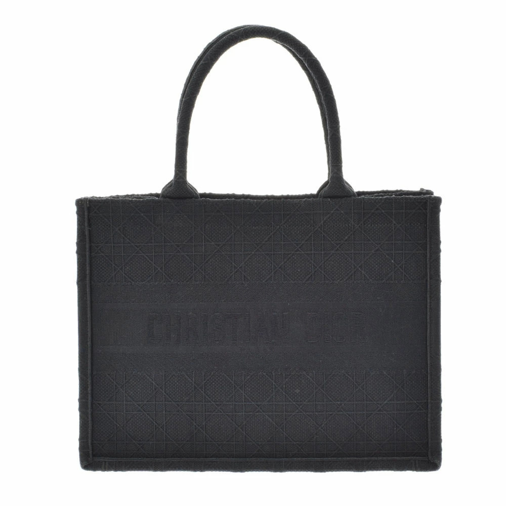 CHRISTIAN DIOR Book Tote Bag Black Canvas Handbag